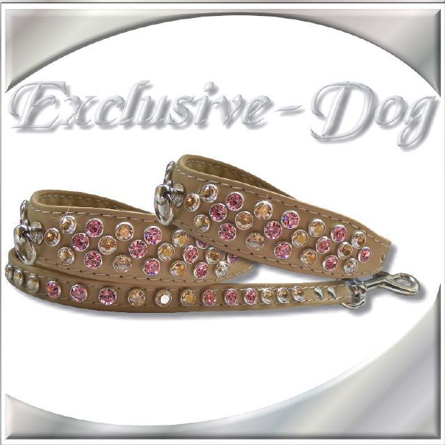 Chihuahua XS Strasshalsband Yorkshire beige-rosa
