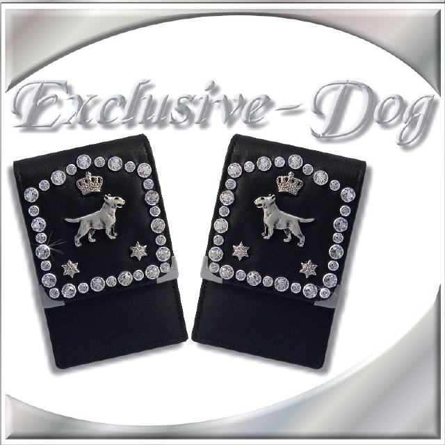 Bullterrier Krone Strass Leder Zigarettenetui